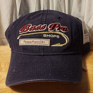 Bass Pro Shops Navy Fishing Hook Sliderback Hat - New